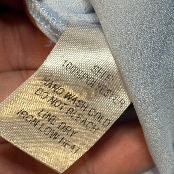 Lulus Blouse Top Women M Light Blue Relaxed Fit Tie Neck Casual Dressy - Picture 5 of 7